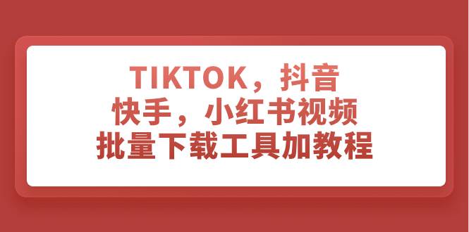 TIKTOK，抖音，快手，小红书视频批量下载工具加教程-百盟网168