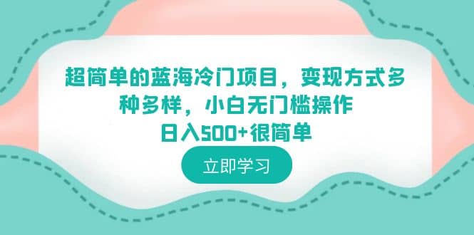 超简单的蓝海冷门项目，变现方式多种多样，小白无门槛操作日入500+很简单-百盟网