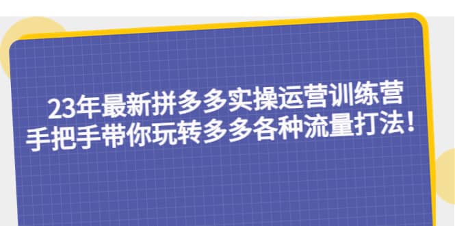 23年最新拼多多实操运营训练营：手把手带你玩转多多各种流量打法！-百盟网168