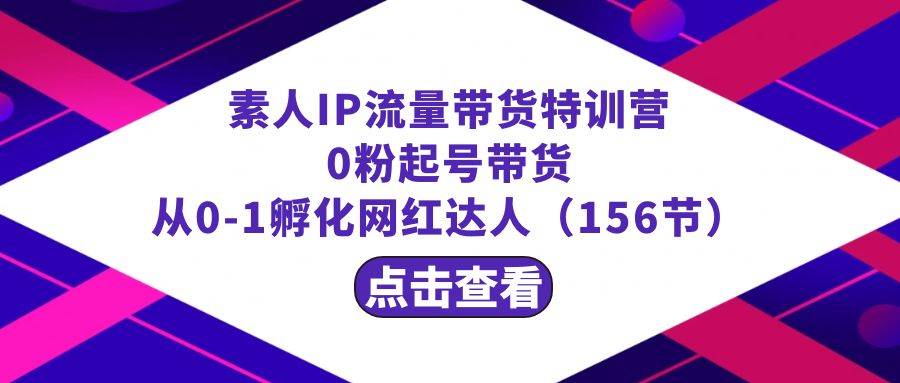 繁星·计划素人IP流量带货特训营：0粉起号带货 从0-1孵化网红达人（156节）-百盟网168