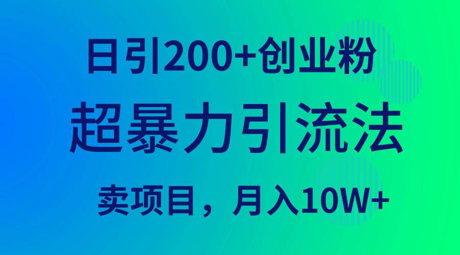 超暴力引流法，日引200+创业粉，卖项目月入10W+-百盟网