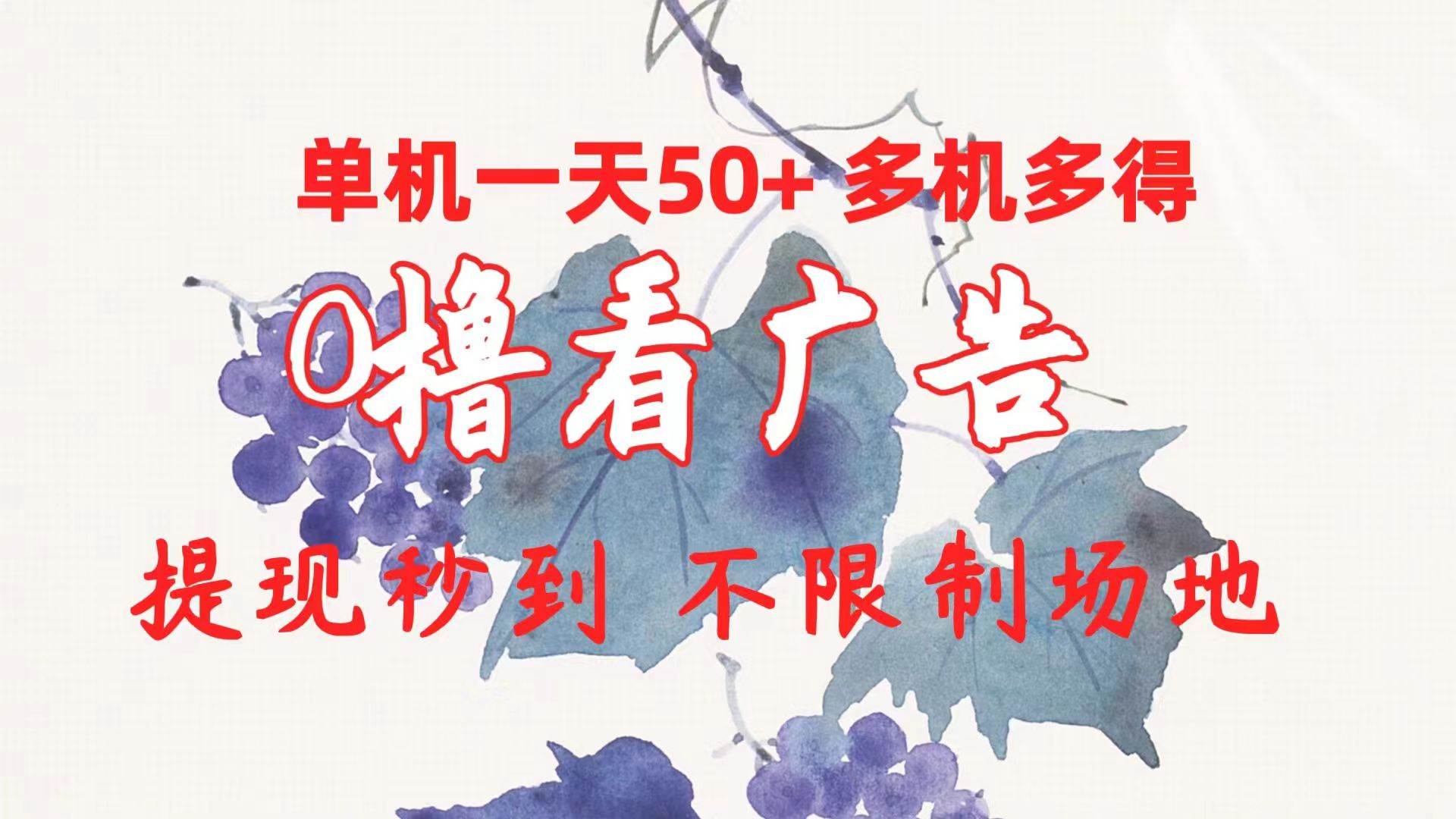 0撸看广告 单机一天50+多机多得 提现秒到 不限制场地操作-百盟网168