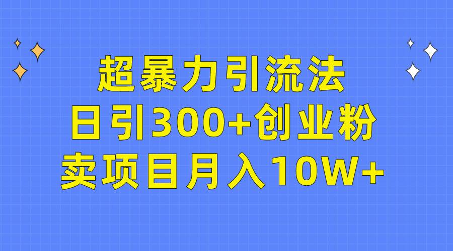 超暴力引流法，日引300+创业粉，卖项目月入10W+-百盟网168