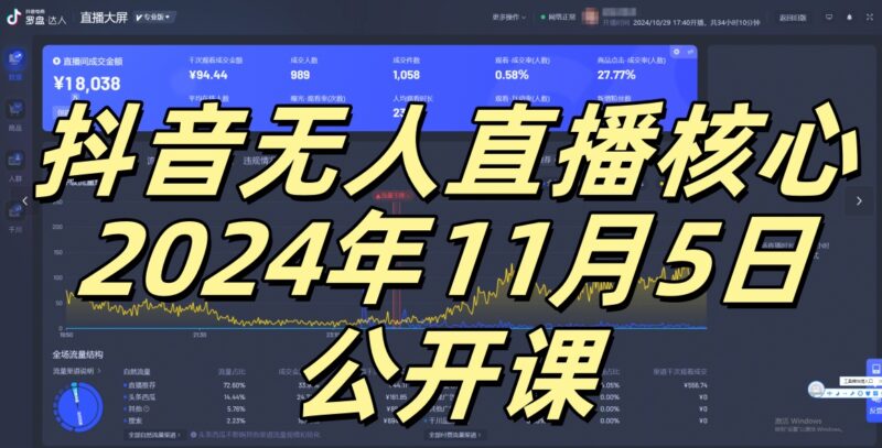 抖音无人直播核心公开课，咸鱼翻身小白可做带有睡后收入月入过万太简单-百盟网