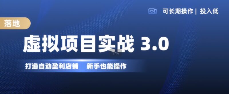 虚拟项目实战3.0,打造自动盈利店铺,可长期操作投入低,新手也能操作-百盟网