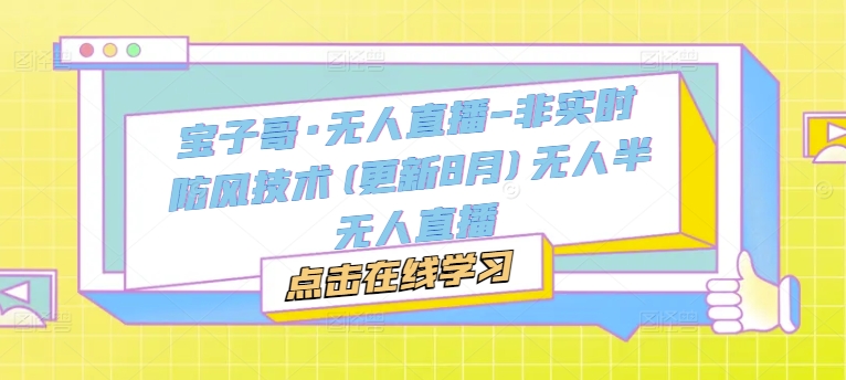 宝子哥·无人直播-非实时防风技术(更新11月)无人半无人直播-百盟网