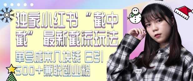 最新小红书截流玩法 独家截中截 单号成本几块钱 日引500+CY粉JZ粉-百盟网