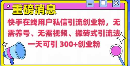 快手最新引流创业粉方法，无需养号、无需视频、搬砖式引流法【揭秘】-百盟网