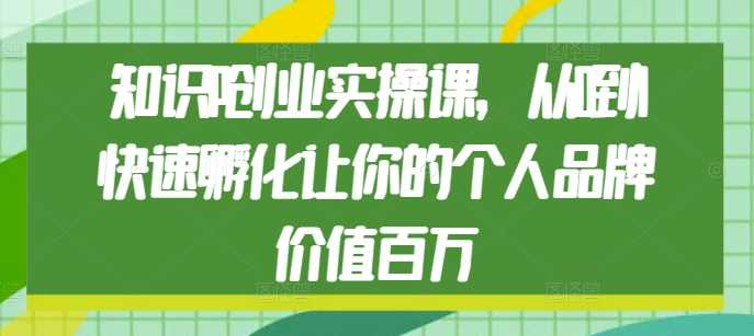 知识IP创业实操课，从0到1快速孵化让你的个人品牌价值百万-百盟网
