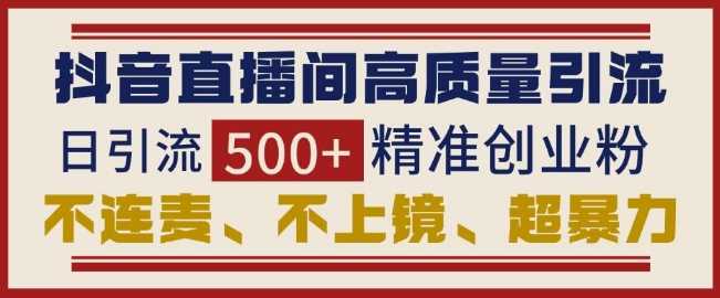 抖音直播间引流创业粉，无需连麦、不用上镜、超暴力，日引流500+高质量精准创业粉-百盟网