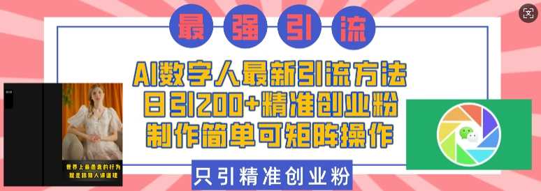 AI数字人最新引流方法，日引200+精准创业粉，制作简单可矩阵操作-百盟网