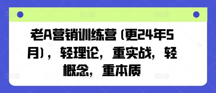 老A营销训练营(更24年12月)，轻理论，重实战，轻概念，重本质-百盟网
