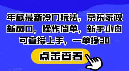 年底最新冷门玩法，京东家政新风口，操作简单，新手小白可直接上手，一单挣30【揭秘】-百盟网