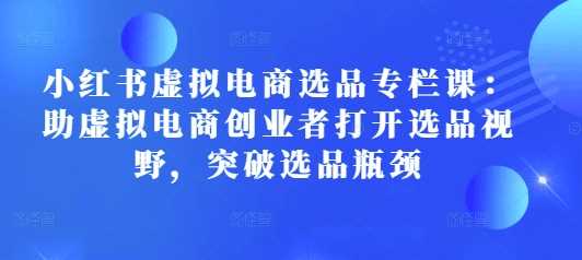 小红书虚拟电商选品专栏课：助虚拟电商创业者打开选品视野，突破选品瓶颈-百盟网