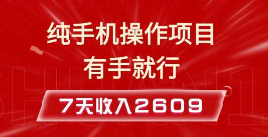 纯手机操作的小项目，有手就能做，7天收入2609+实操教程【揭秘】-百盟网
