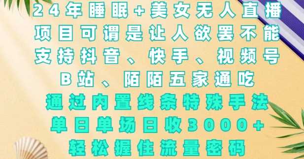 2024年睡眠+美女无人直播，通过内置线条特殊手法，单场日收3k+，轻松握住流量密码【揭秘】-百盟网