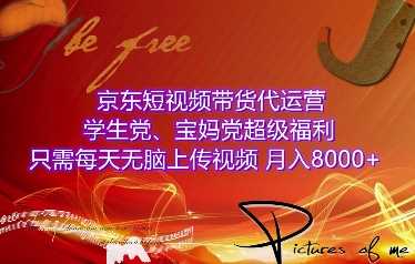 京东短视频带货代运营，学生党、宝妈党超级福利，只需每天无脑上传视频，月入8000+【仅揭秘】-百盟网