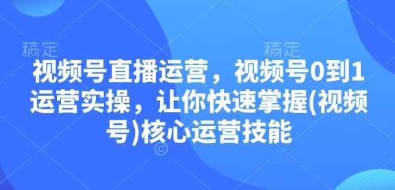 视频号直播运营，视频号0到1运营实操，让你快速掌握(视频号)核心运营技能-百盟网