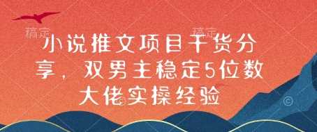 小说推文项目干货分享，双男主稳定5位数大佬实操经验-百盟网