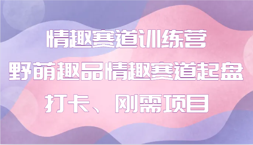 情趣赛道训练营 野萌趣品情趣赛道起盘打卡、刚需项目-百盟网