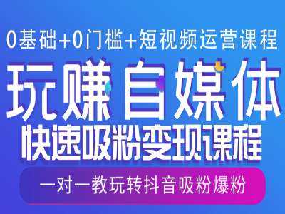 0基础+0门槛+短视频运营课程，玩赚自媒体快速吸粉变现课程，一对一教玩转抖音吸粉爆粉-百盟网