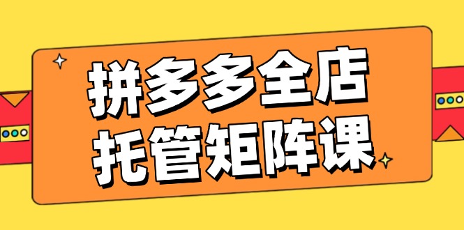 拼多多全店托管矩阵课，盈利动销玩法，高效计划设置，提升店铺效益-百盟网