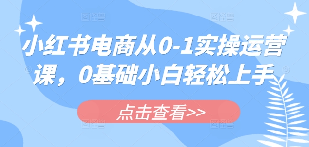 小红书电商从0-1实操运营课，0基础小白轻松上手-百盟网