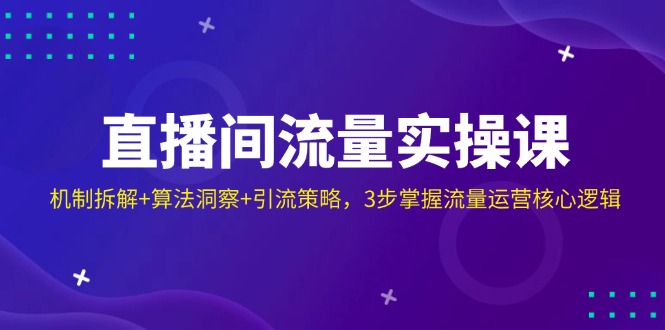 直播间流量实操课：机制拆解+算法洞察+引流策略，3步掌握流量运营核心逻辑-百盟网