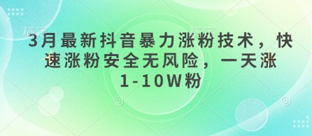 3月最新抖音暴力涨粉技术，快速涨粉安全无风险，一天涨1-10W粉-百盟网