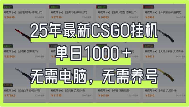 25年最新CSGO挂机系统，单日1000+，无需电脑，无需养号，0基础可上手-百盟网