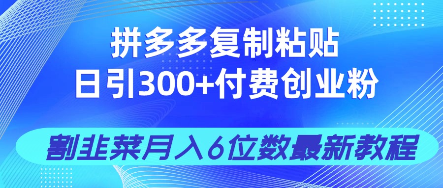 拼多多复制粘贴日引300+付费创业粉，割韭菜月入6位数最新教程！-百盟网