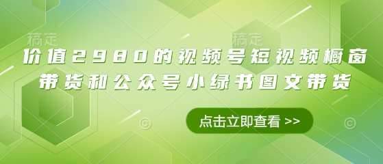 价值2980的视频号短视频橱窗带货和公众号小绿书图文带货-百盟网