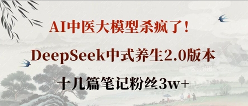 AI中医大模型杀疯了！DeepSeek中式养生2.0版本，十几篇笔记粉丝3w+-百盟网