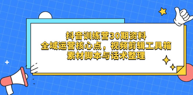 抖音训练营30期资料，全域运营核心点，视频剪辑工具箱 素材脚本与话术整理-百盟网