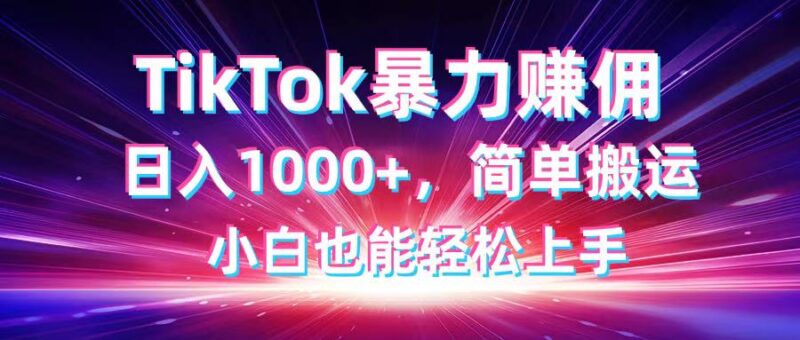 TikTok搬运暴力赚佣，日入1000+，简单搬运，小白也能轻松上手-百盟网