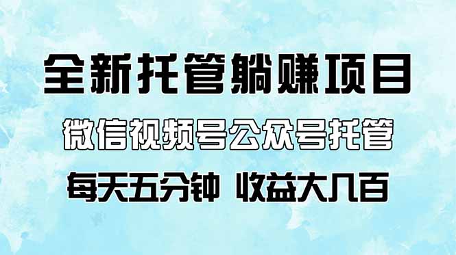 全新托管躺赚项目，微信视频号公众号托管代运营，每天五分钟，收益大几百-百盟网