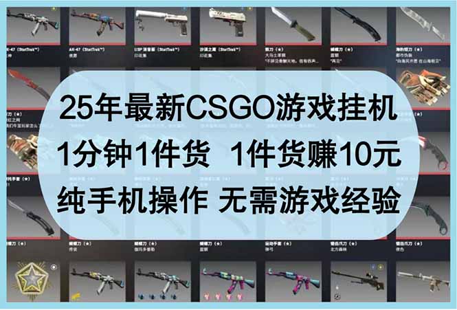 25年最新CSGO游戏挂机，1分钟1件货，1件货赚10元 纯手机操作 无需游戏经验-百盟网