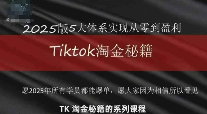 TikTok跨境2025淘金秘籍，​2025TikTok从0到盈利变现-优创网
