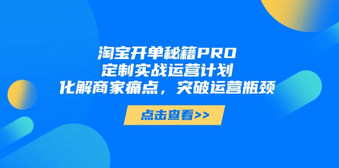 淘宝开单秘籍PRO，定制实战运营计划，化解商家痛点，突破运营瓶颈-百盟网
