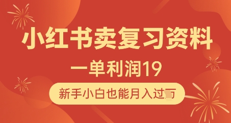 小红书卖复习资料，1单利润19，新手小白也能月入过W-万利网