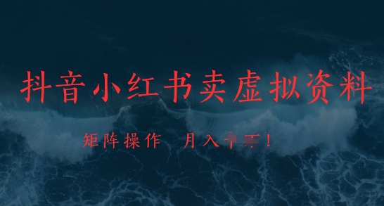 抖音小红书卖虚拟资料，市场需求一直存在，矩阵操作，月入1w+-百盟网