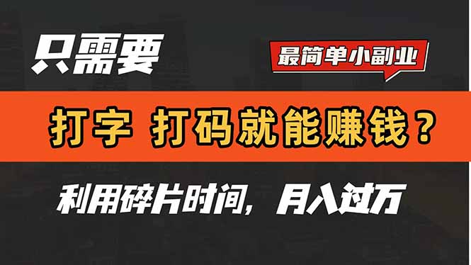 只需要打字，打码，就能赚钱？简单的赚钱小副业，利用碎片时间，月入过万-百盟网