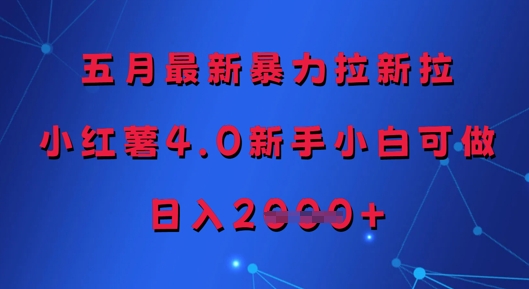 五月最新暴力拉新拉，小红薯4.0新手小白可做，日入多张-牵机网
