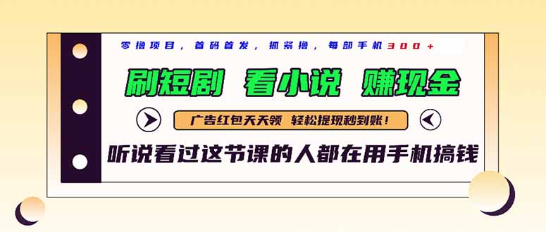 最新短剧平台，刷短剧，看小说，赚现金，一部手机日入300+-云创网