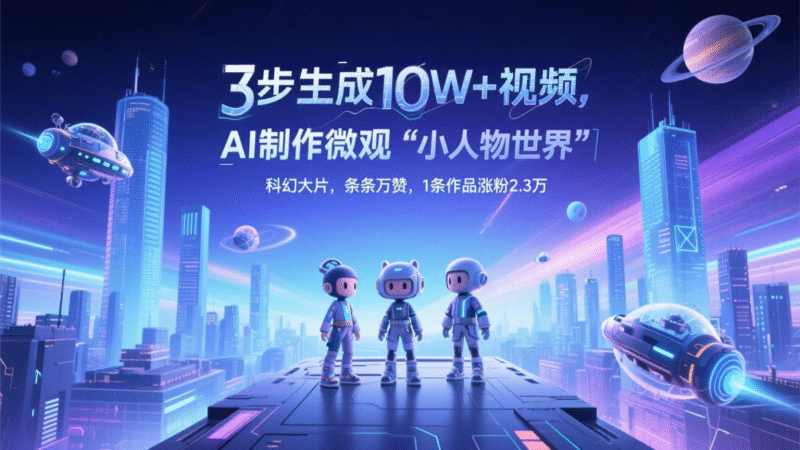 三步生成10W+视频，AI制作微观“小人物世界”科幻大片，条条万赞，1条作品涨粉2.3万-百盟网