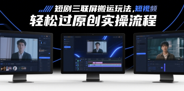 短剧三联屏搬运玩法，短剧搬运轻松过原创实操流程-源创智汇网