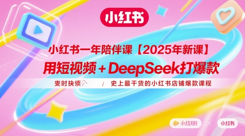 小红书一年陪伴课【2025年新课】，用短视频+deepSeek打爆款，史上最干货的小红书店铺爆款课程-有量联盟