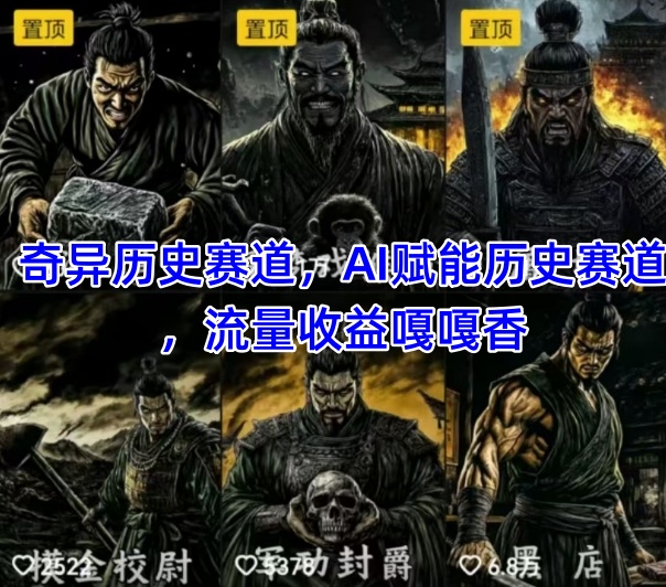 抖音奇异历史赛道，AI赋能历史赛道，流量收益嘎嘎香，狂撸伙伴计划-百盟网