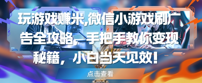 玩游戏挣米，微信小游戏刷广告全攻略，手把手教你变现秘籍，小白当天见效-百盟网