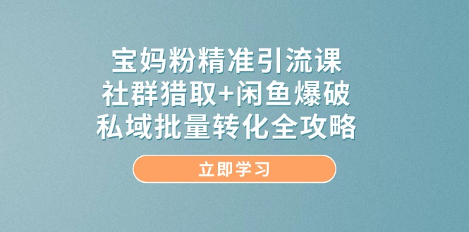 宝妈粉精准引流课，社群猎取+闲鱼爆破，私域批量转化全攻略-有量联盟